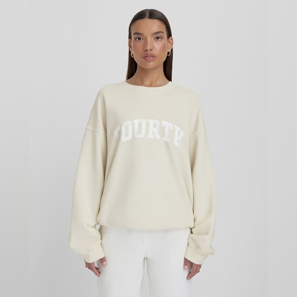 4TH & RECKLESS Size L
Oversized Logo Sweatshirt In Cream-yellow